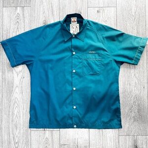 Silas and Maria Holmes Vintage S/S Bowling Shirt Size XL Teal 90s Skateboarding